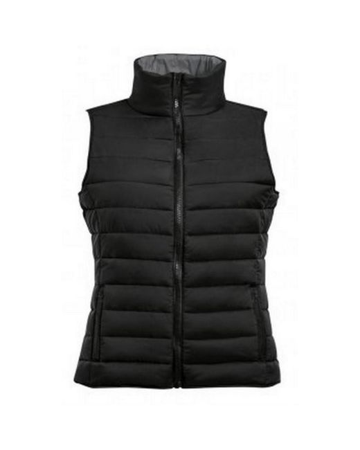 Sol's Black Ladies Wave Padded Water Repellent Bodywarmer/Gilet