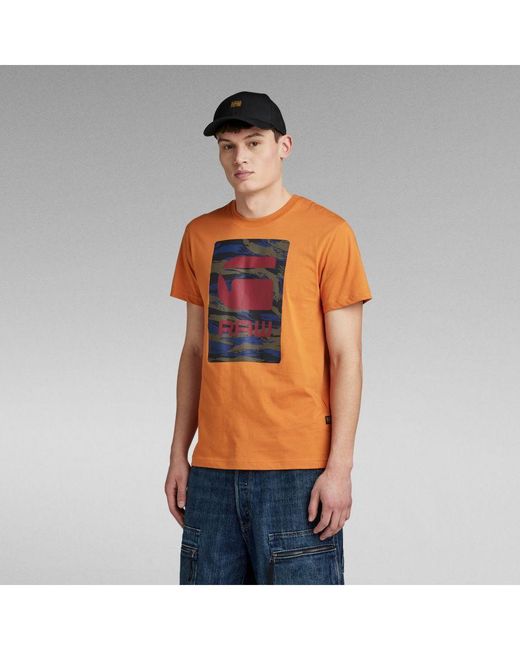 G-Star Orange G-Star Raw Camo Box Graphic T-Shirt for men
