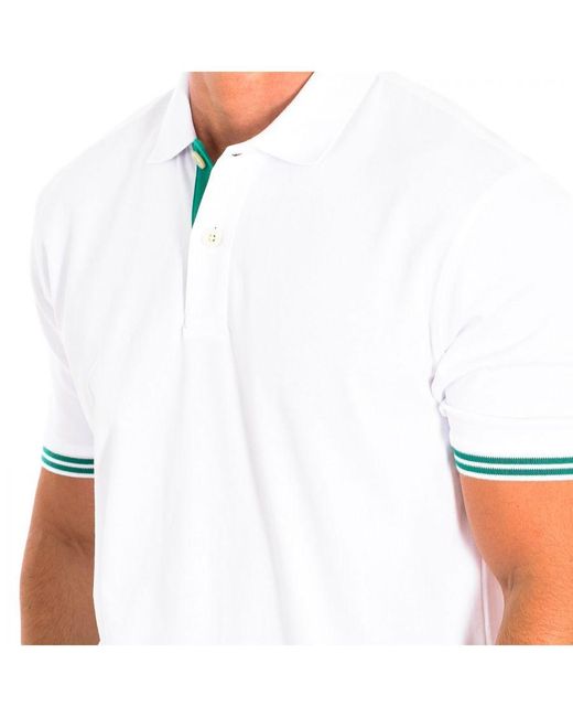 La Martina White Short Sleeve Polo Tmp304-Js303 for men