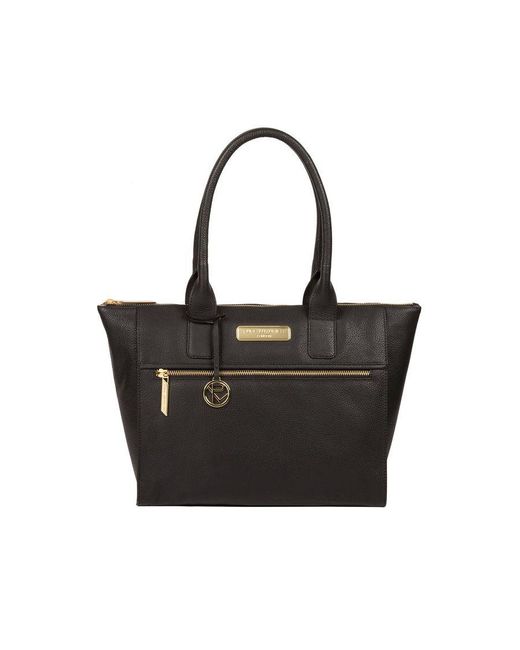 Pure Luxuries Black 'Faye' Leather Tote Bag