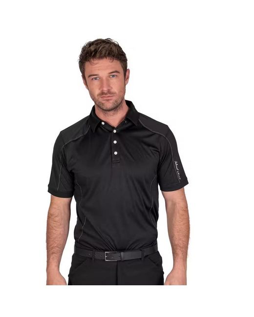 Island Green Black Topstitched Golf Polo Shirt for men