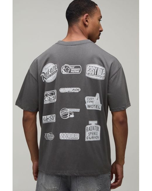BoohooMAN Gray Oversized Disney Cars License Printed T-Shirt for men
