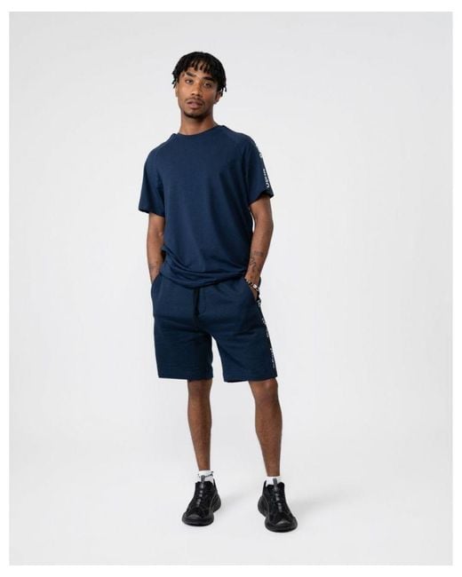 HUGO Blue Sporty Logo Tape Loungewear Shorts for men