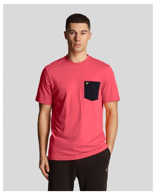 Lyle & Scott Red Contrast Pocket T-shirt for men