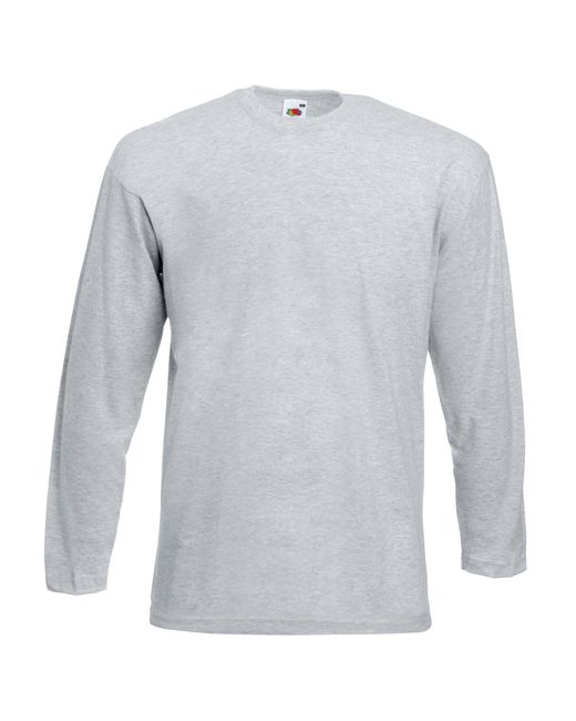 Fruit Of The Loom Gray Valueweight Crew Neck Long Sleeve T-Shirt for men