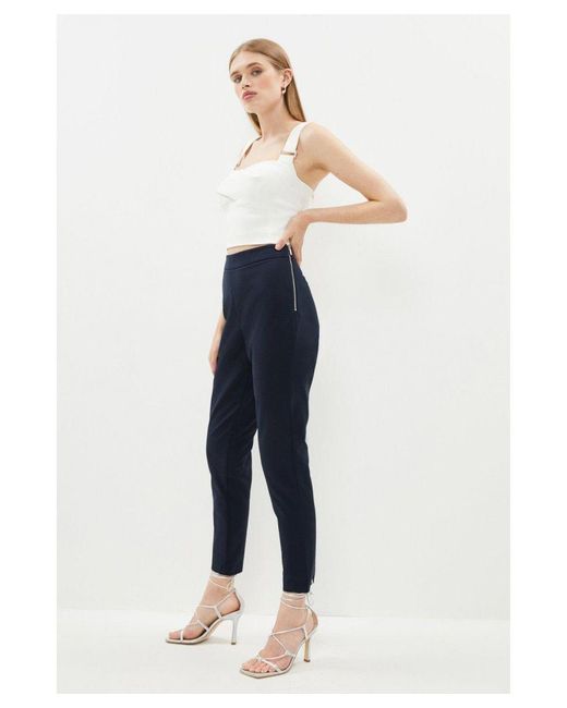 Coast Blue Slim Leg Side Zip Cotton Sateen Trouser