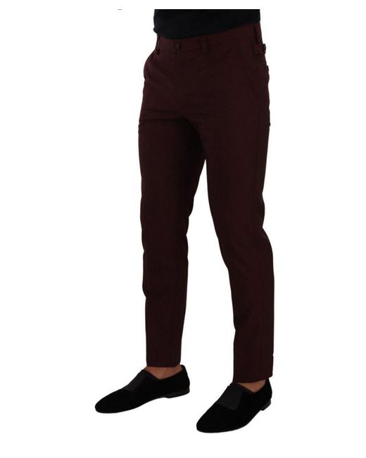 Dolce Gabbana Maroon Slim Fit Dress Pants in Black for Men Lyst UK
