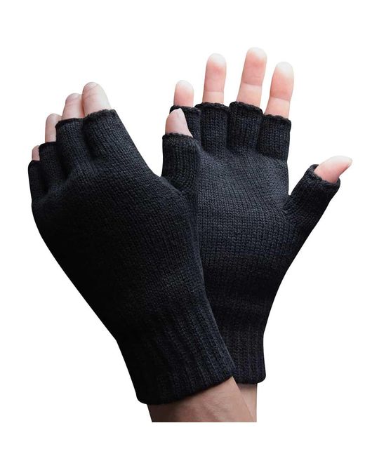 Thinsulate Black 3M 40 Gram Thermal Insulated Fingerless Gloves for men