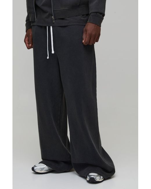 BoohooMAN Black Tall Essential Washed Extreme Wide Leg Jogger for men