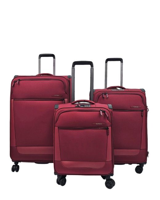 Infinity Leather Red Lightweight Suitcases 4 Wheel Luggage Set
