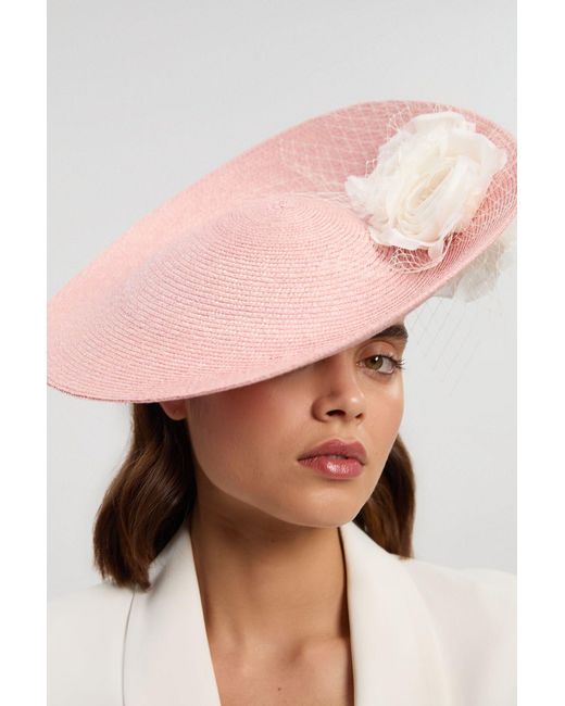 Karen Millen Pink Asymmetric Flower Detail Fascinator
