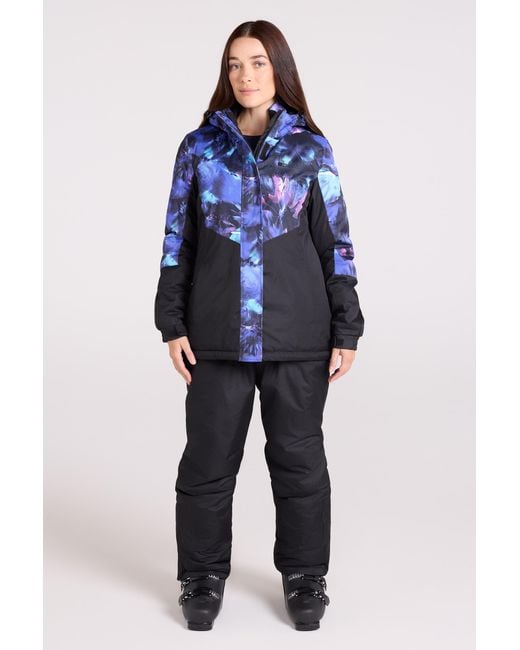 Mountain Warehouse Blue Patterned Ski Jacket And Pants Set Padded Hooded Snowproof Winter Outfit