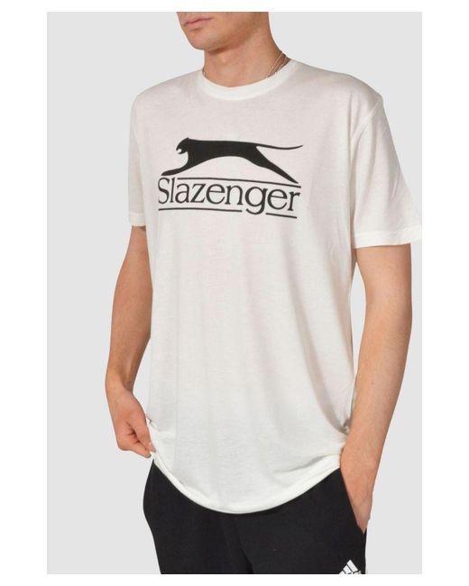 Slazenger 1881 White Vintage Style Cat Logo T-Shirt for men