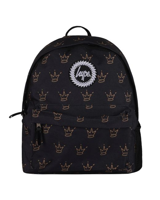 Hype Black King Crown Pattern Backpack With Padded Straps