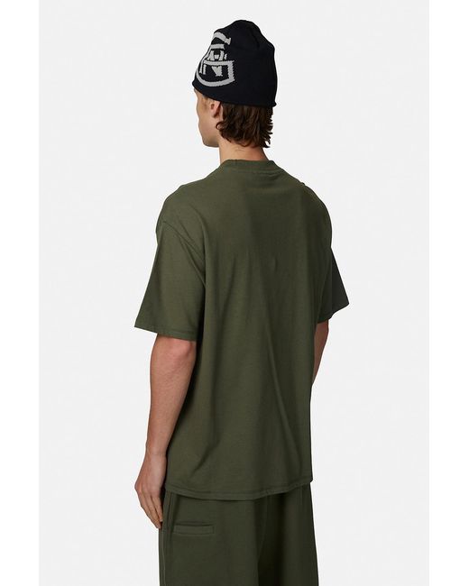 Good For Nothing Green Relaxed Monogram Tee for men