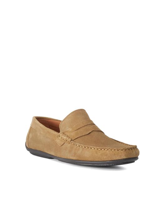 Dune Brown Blimes Leather Driver Sole Moccasins for men
