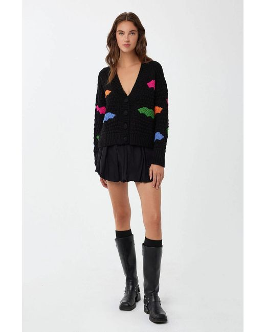 Hiccup Black Abstract Print V-Neck Cardigan