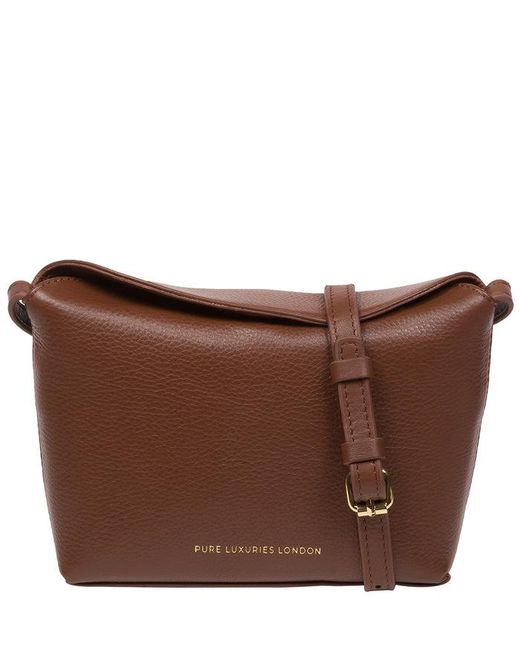 Pure Luxuries Brown 'Lolo' Dark Nappa Leather Cross Body Bag
