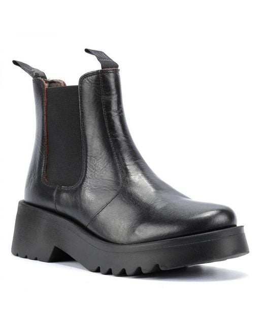 Fly London Black Medi Java Leather / Boots