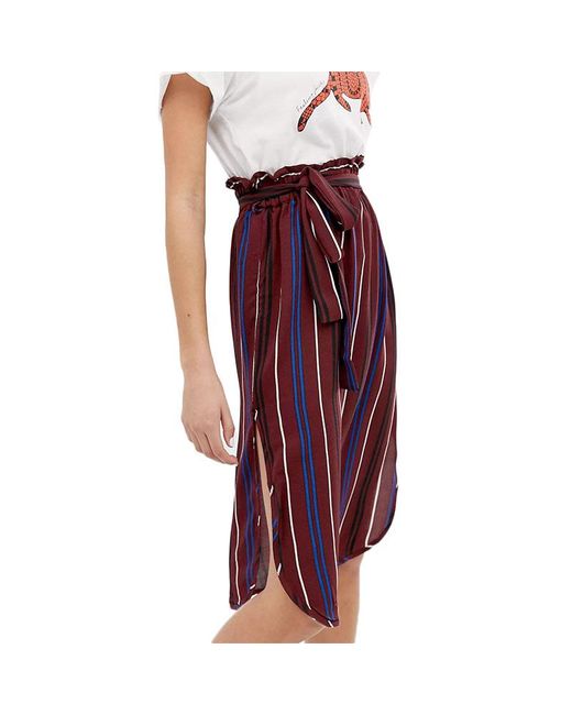 Brave Soul Red Vixen Midi Skirts Stretch Ladies Stripe Casual Bottom Mid Rise