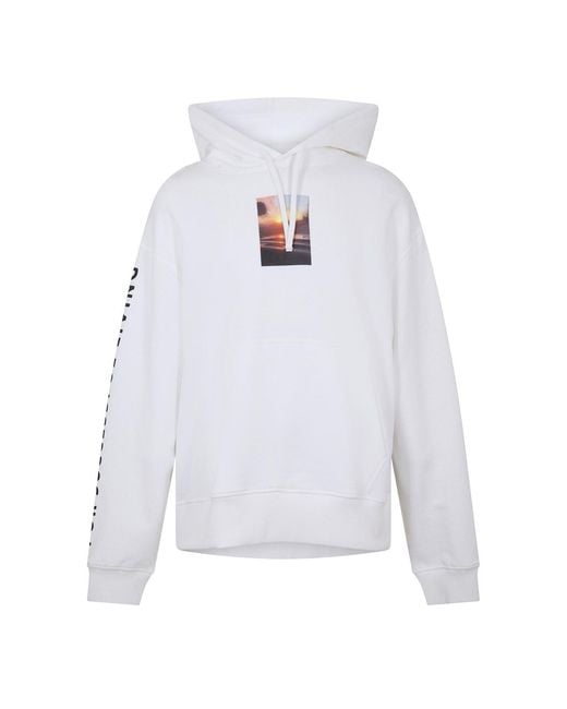 DIESEL White Cassette Photo Hooded Neck Long Sleeve Sweatshirt for men