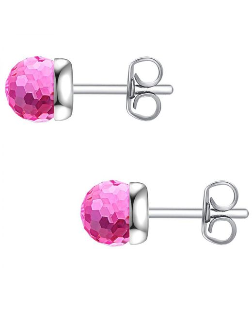 Rafaela Donata Pink Embellished With Swarovski Crystals Earring Sterling
