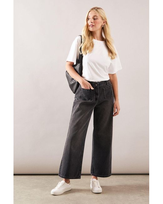 Wallis Black Petite Kickflare Culotte Jean