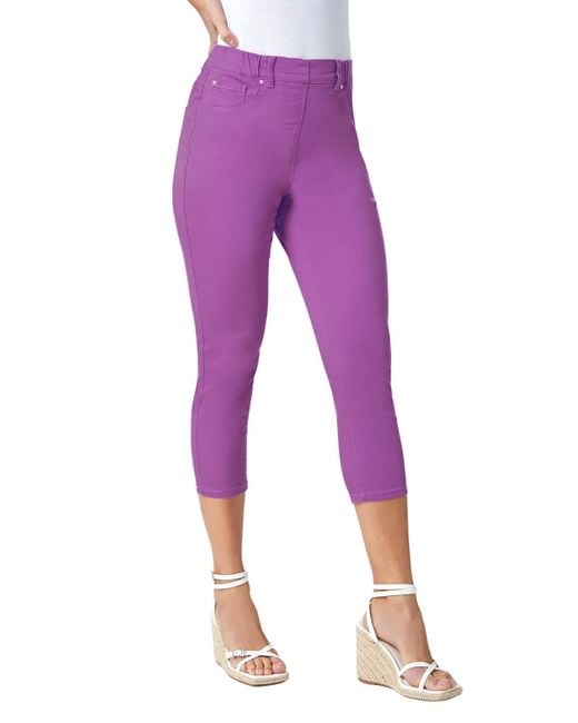 Roman Cropped Stretch Denim Jegging Cotton Capri Jean Leggings in Purple Lyst UK