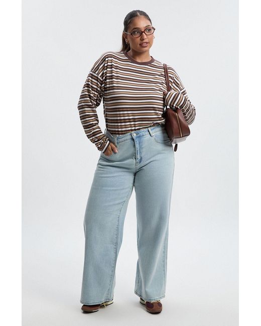 Boohoo Blue The Plus Wide Leg Jean