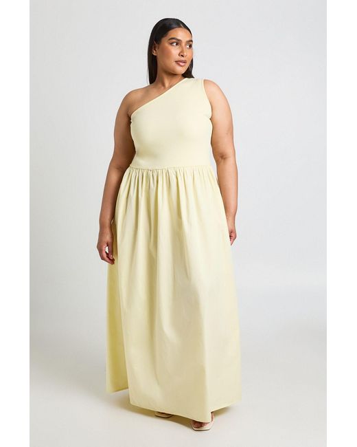 Boohoo Natural Plus Rib Cotton Mix Midaxi Dress
