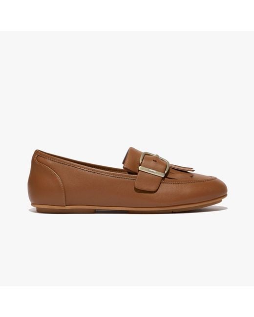Fitflop Brown Allegro Fringe Buckled Loafers Light Tan