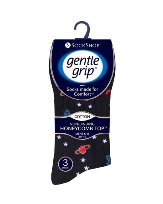 Gentle Grip Black 6 Pairs Non Elastic Socks for men