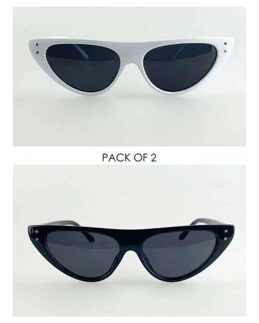 SVNX Blue 2 Pack Cateye Sunglasses With Plastic Frames for men