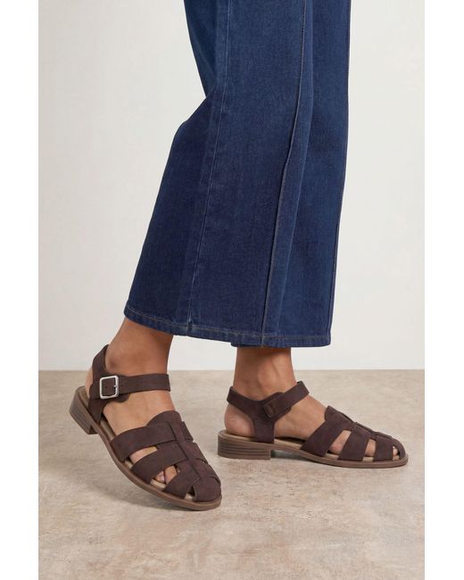 Oasis Blue Cass Faux Suede Closed Toe Fisherman Flat Shoes