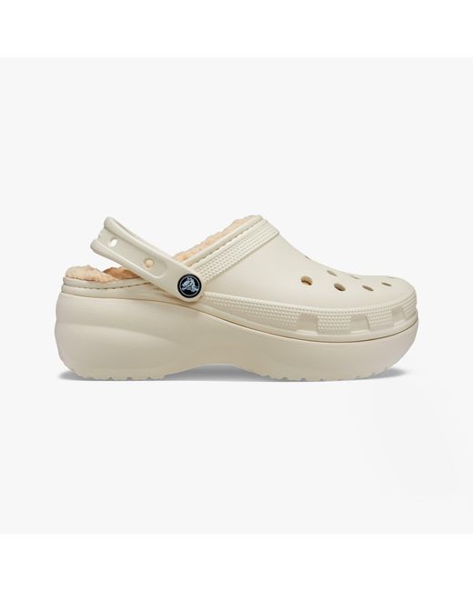 CROCSTM White 207938-2Y2 Classic Platform Lined Clogs Bone