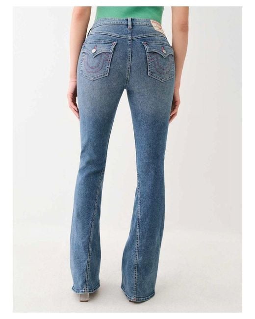 True Religion Blue Joey Single Needle Mid Rise Flap Flare