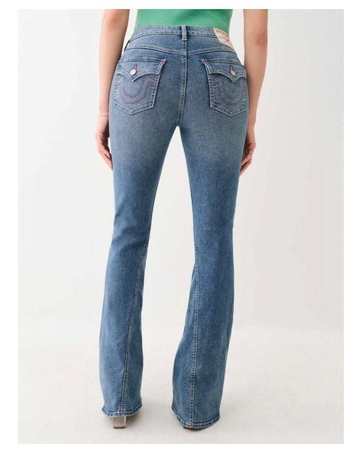 True Religion Blue Joey Single Needle Mid Rise Flap Flare