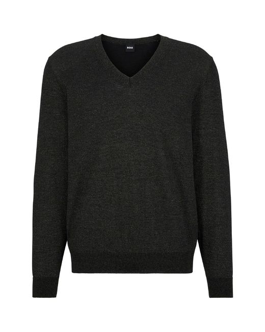 Boss Black V-Neck Long Sleeve Regular Fit Sweater for men
