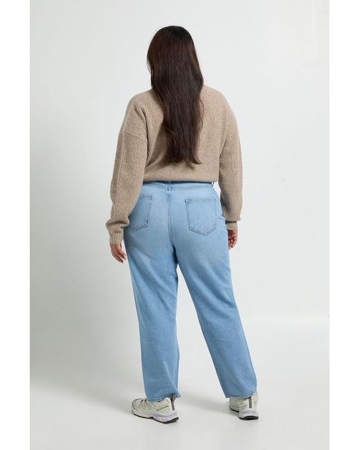 Boohoo Blue Plus Basics High Waist Mom Jean