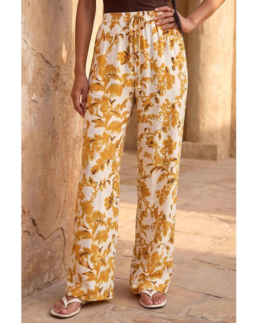 Roman Metallic Floral Sparkle Tie Waist Trouser