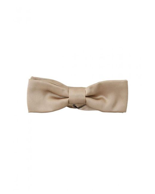 Dolce & Gabbana White Solid 100% Silk Adjustable Neck Papillon Tie for men