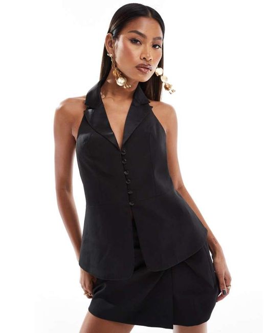 ASOS Black Halterneck Tux Waistcoat