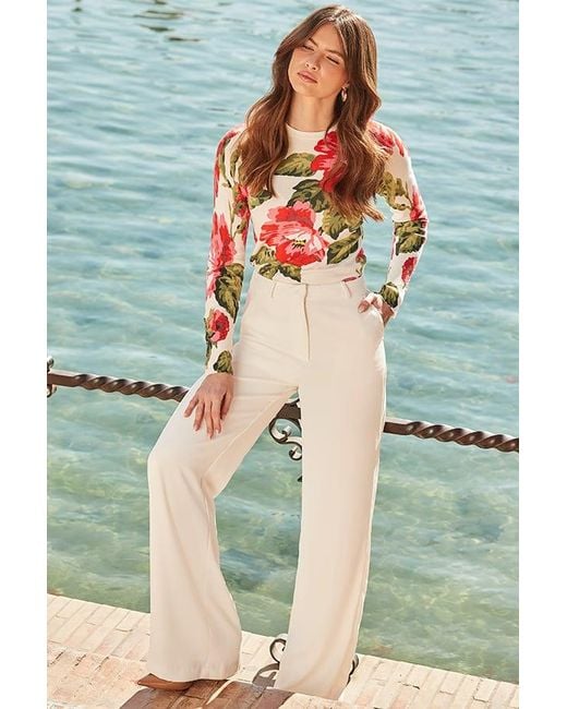Sosandar Green Floral Print Jumper With Buttons