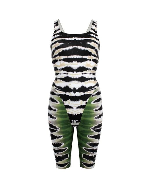 Speedo Green Printed Legsuit Nylon