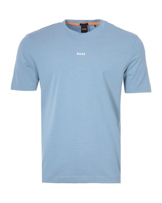 Boss Blue Centre Logo Sustainable Relaxed Fit T-Shirt for men