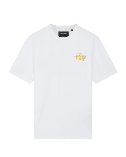 Lyle & Scott White Graphic T-Shirt for men