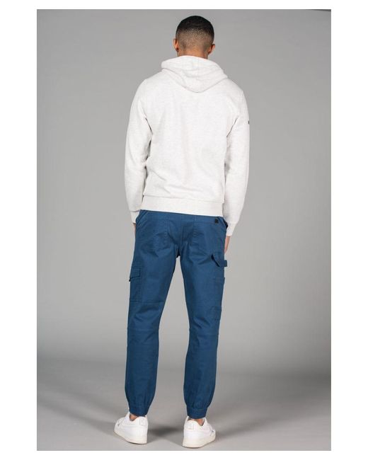 Tokyo Laundry Blue Cotton Elasticated Cargo-Style Trousers for men