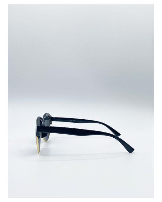 SVNX Blue Round Sunglasses With Revo Lenses And Detail
