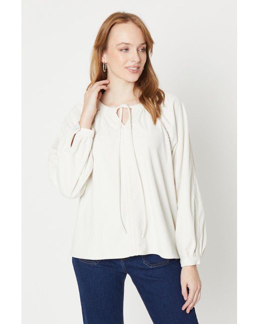 Oasis White Cord Lace Trim Detail Top