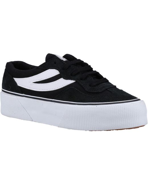 Superga Black 3041 Revolley Colorblock Platform Leder Damen/Weiß Turnschuhe